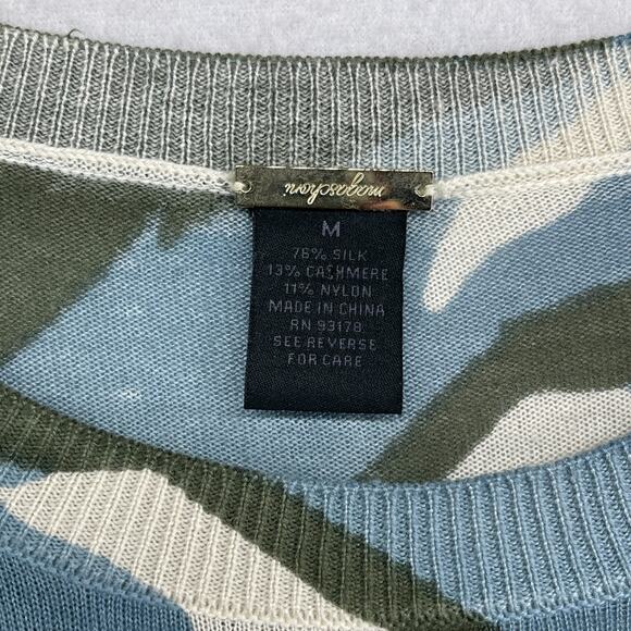 MAGASCHONI Sweater Womens M Silk Cashmere Tunic Camo 3/4 Sleeve Green Blue - Picture 5 of 12